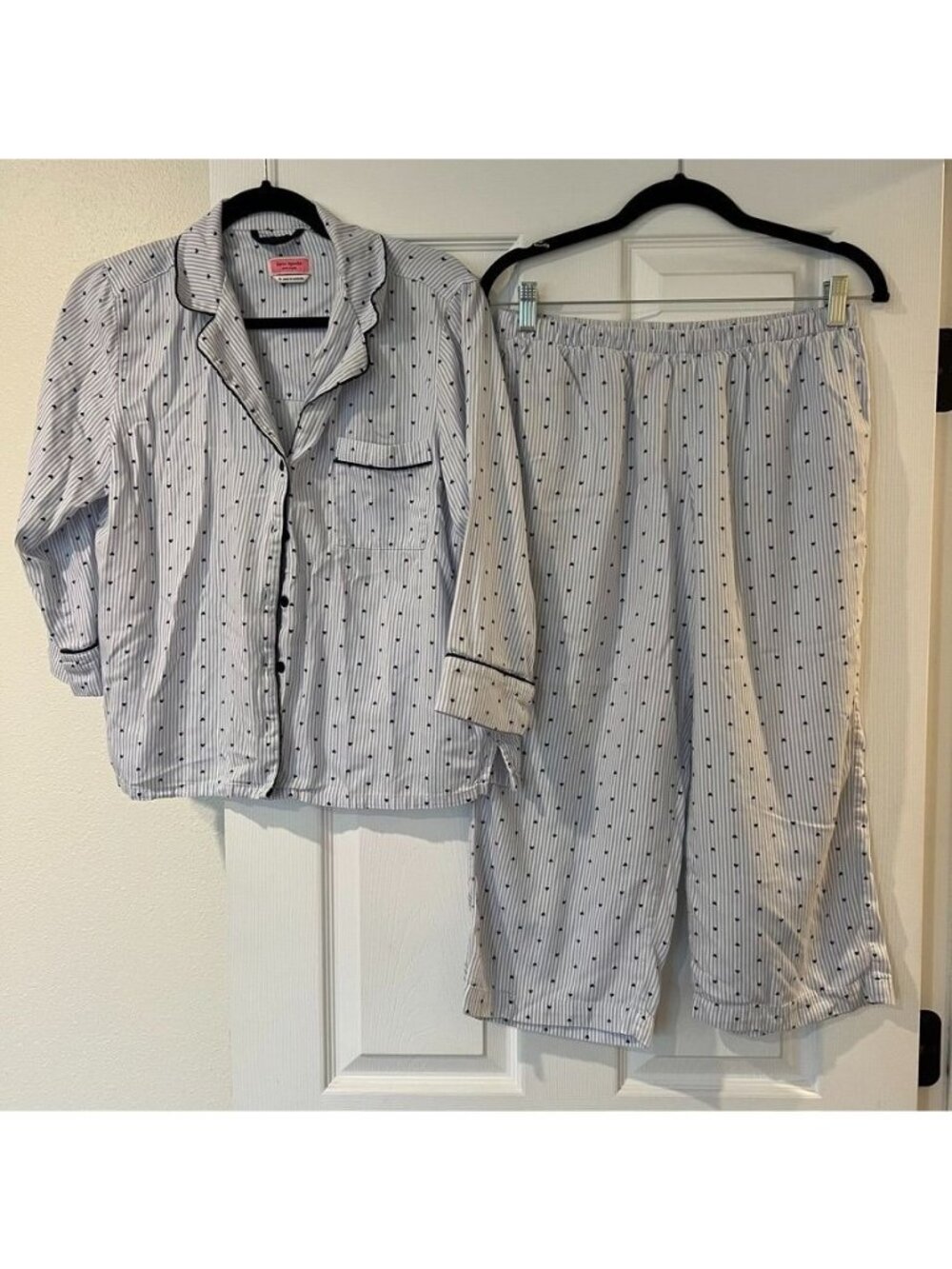 2PC Kate Spade Heart Pattern Capri Matching Pajama Set Size Medium